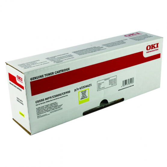 Oki C5800/C5900 Yellow Original Toner Cartridge (43324421) 